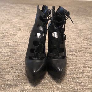 Platform Lace Up Wedge Booties